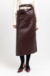Burgundy faux leather pencil skirt