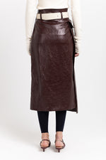 Burgundy faux leather pencil skirt