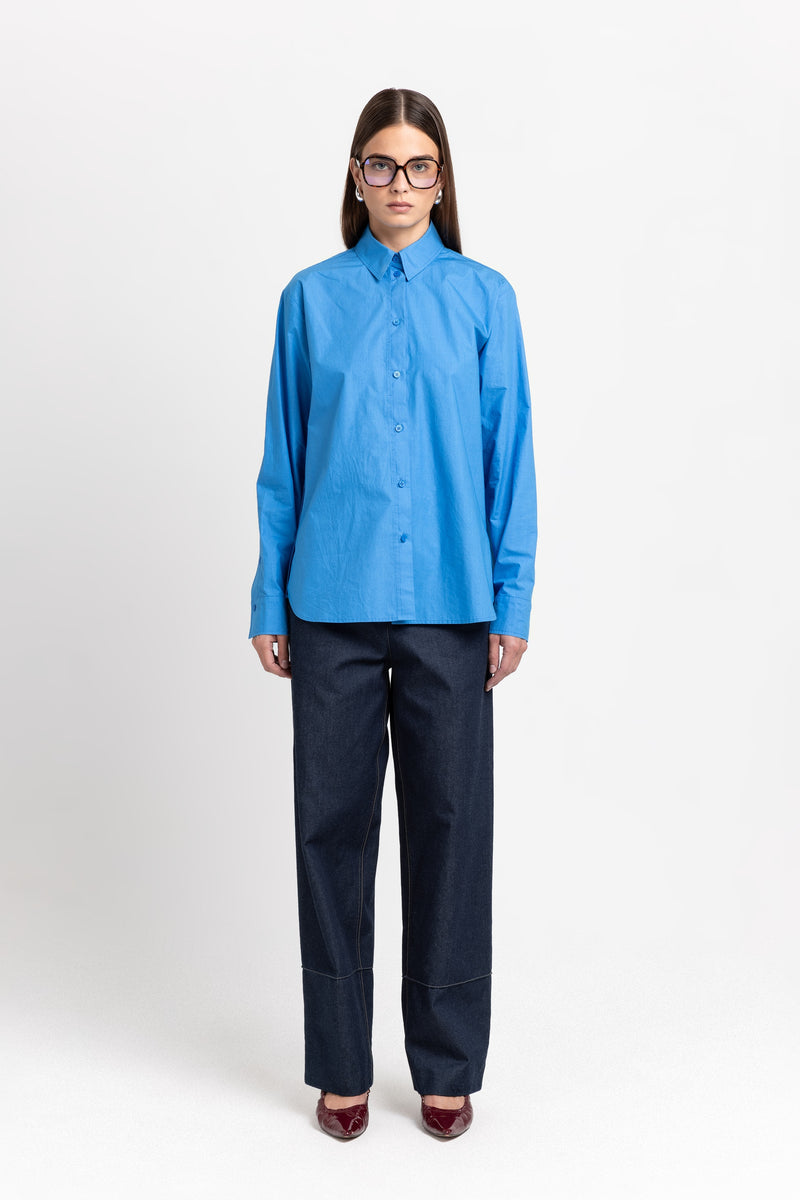 Cobalt blue luxury poplin regular fit shirt