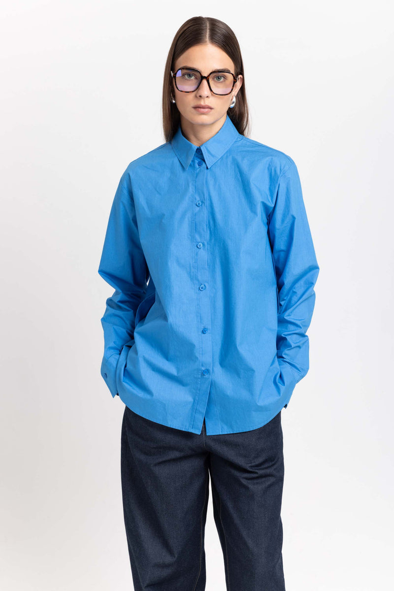Cobalt blue luxury poplin regular fit shirt