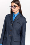 Indigo blue soft touch denim tailored jacket