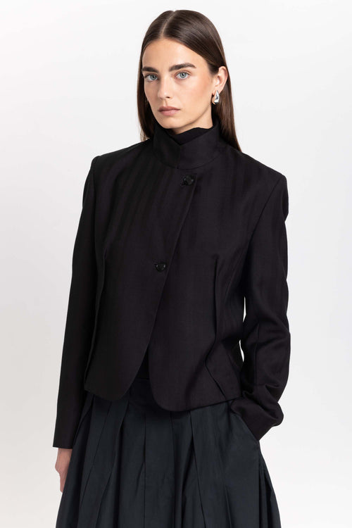 Black herringbone suiting jacket