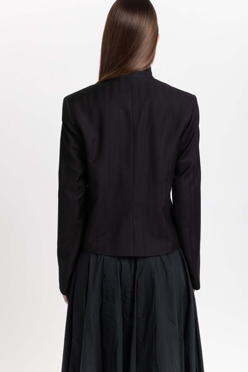 Black herringbone suiting jacket