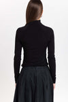 Black lyocell wool jersey rollneck