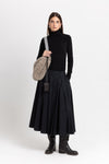 Black lyocell wool jersey rollneck
