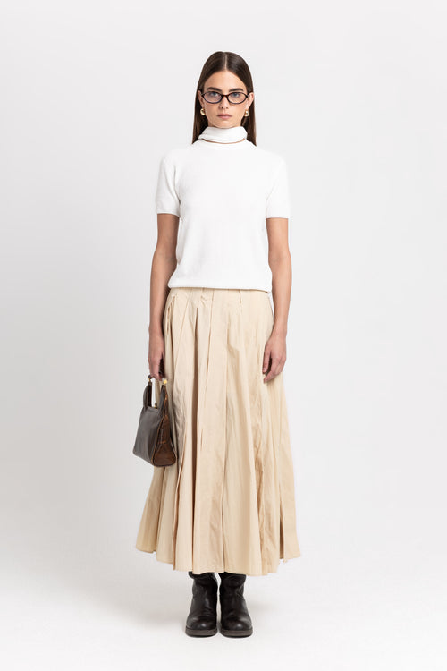 Butter beige crinkle effect voluminous skirt