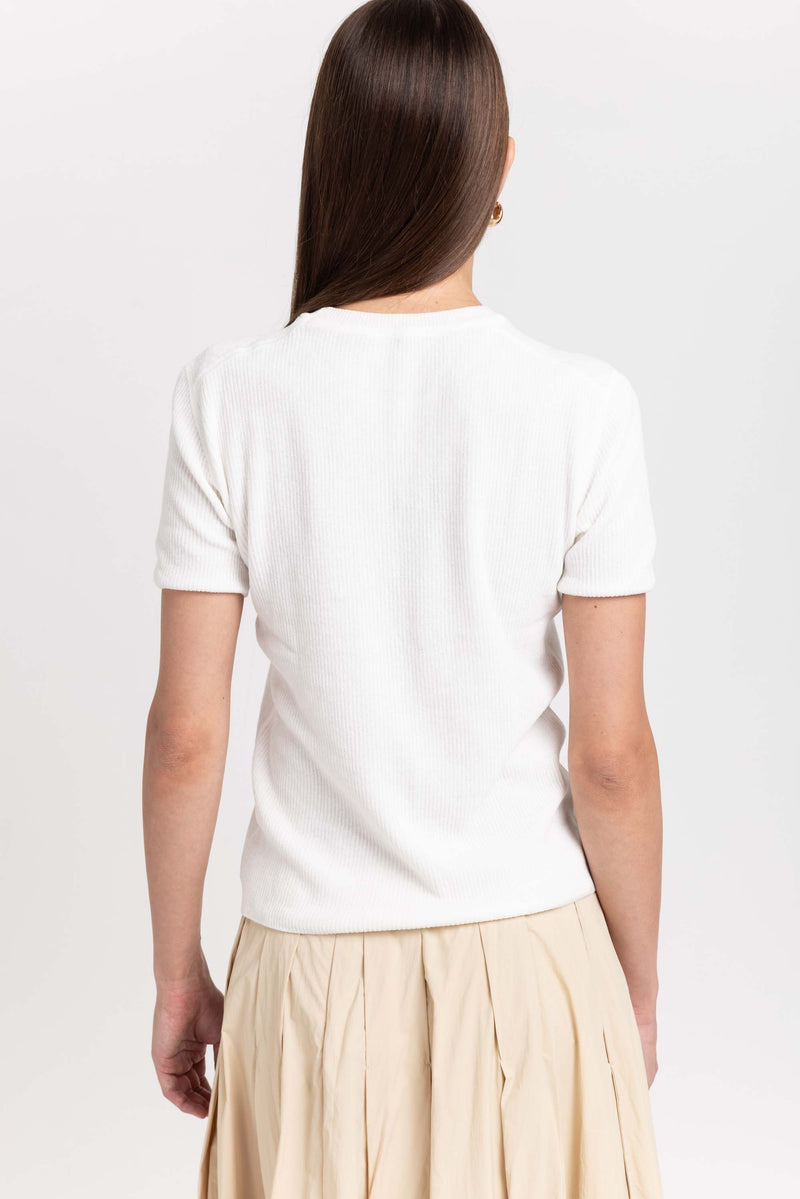 Off white chenille short sleeve top