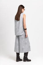 Silver textured draped-front blouse