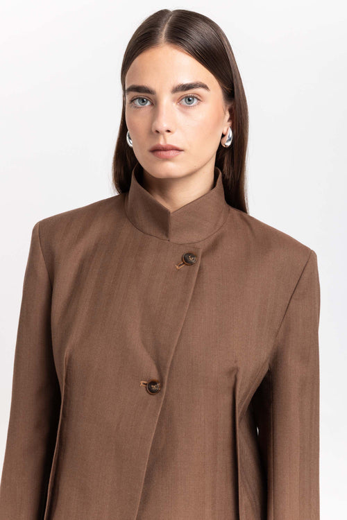 Caramel herringbone suiting jacket