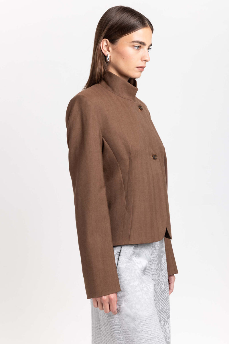 Caramel herringbone suiting jacket