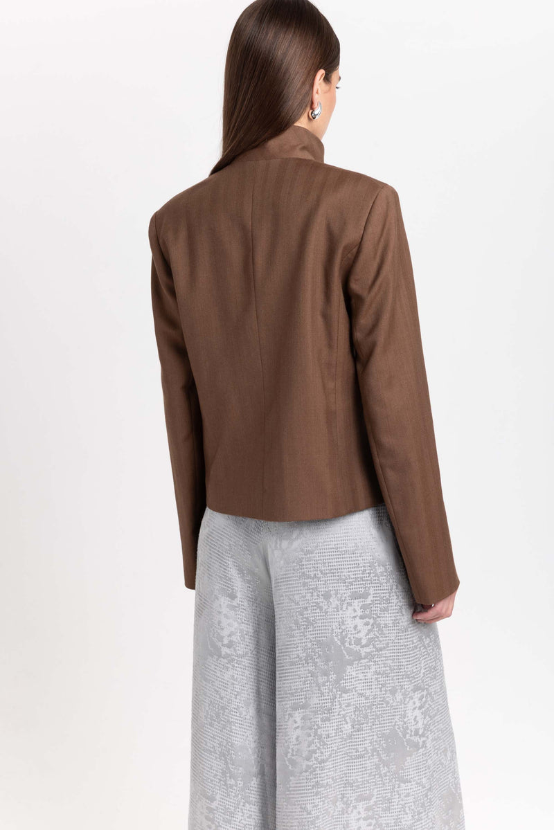 Caramel herringbone suiting jacket
