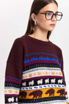 Dark mix fine merino unisex holiday jacquard pullover