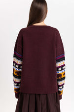 Dark mix fine merino unisex holiday jacquard pullover