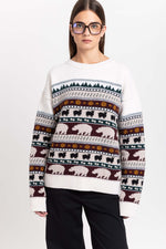 Light mix fine merino unisex holiday jacquard pullover