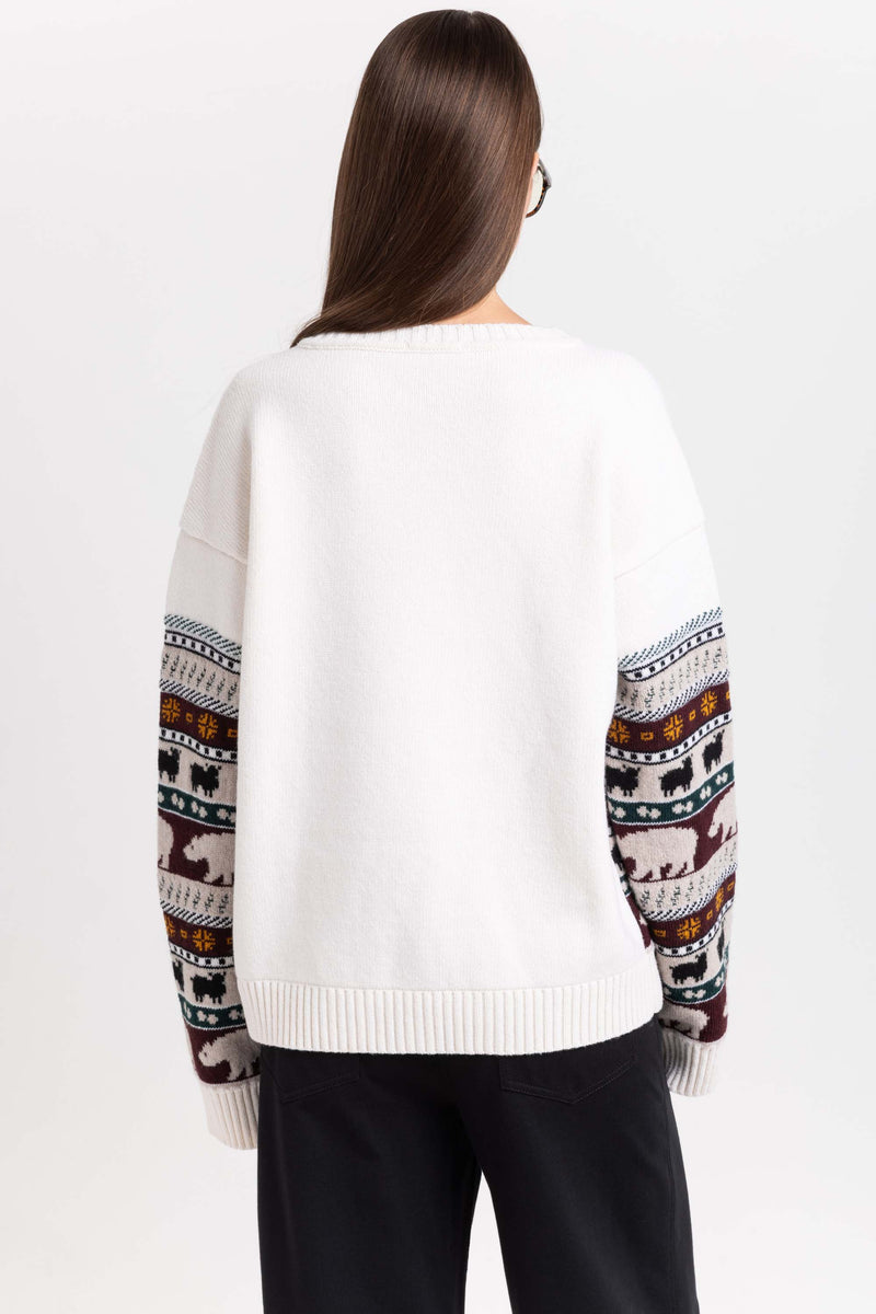Light mix fine merino unisex holiday jacquard pullover