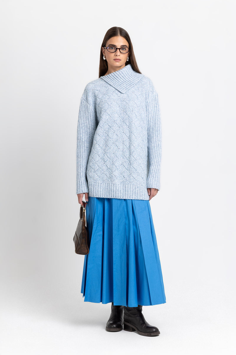 Cobalt blue poplin voluminous skirt