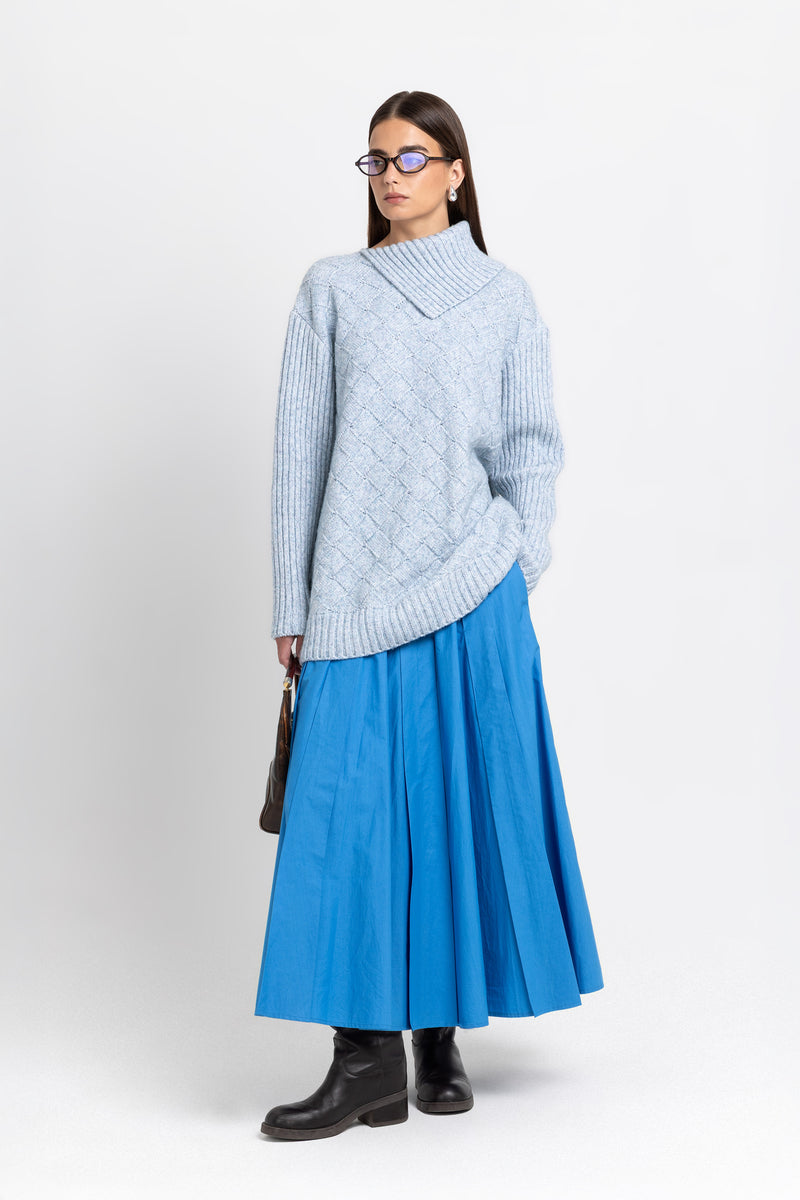 Cobalt blue poplin voluminous skirt