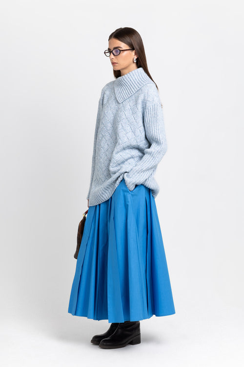Cobalt blue poplin voluminous skirt
