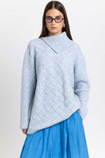 Cloud blue merino blend long pullover