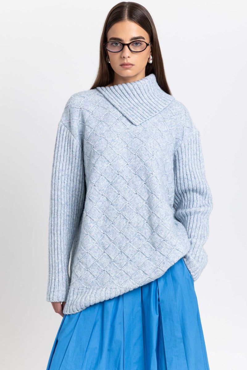 Cloud blue merino blend long pullover
