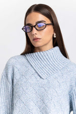 Cloud blue merino blend long pullover