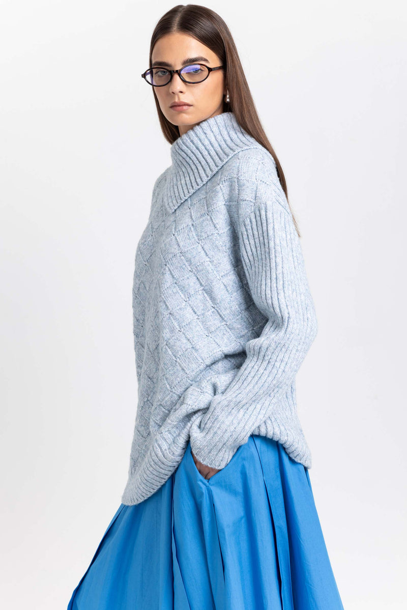 Cloud blue merino blend long pullover