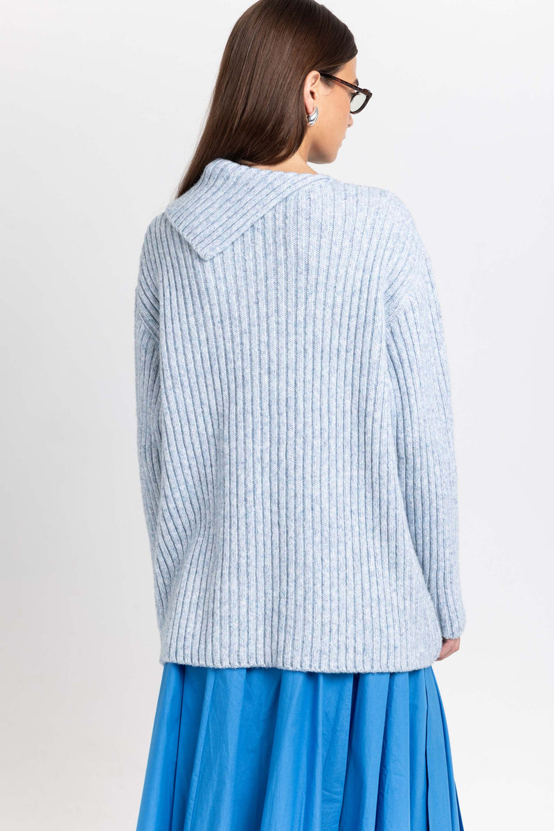 Cloud blue merino blend long pullover