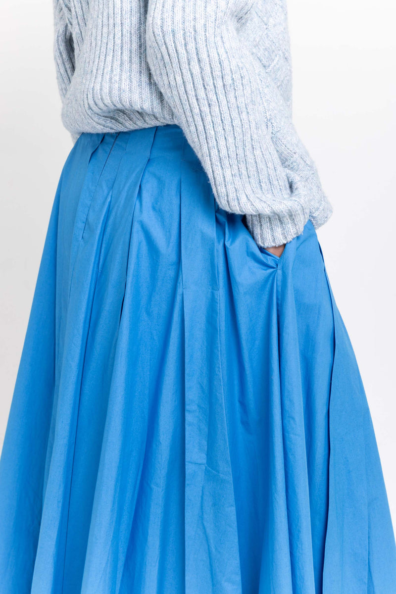 Cobalt blue poplin voluminous skirt