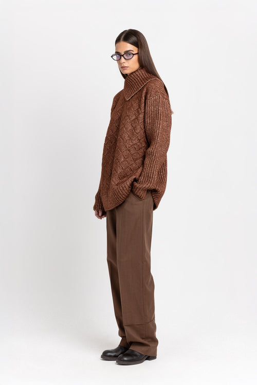 Toffee brown merino blend long pullover