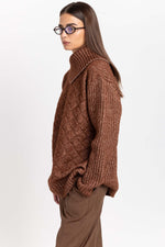 Toffee brown merino blend long pullover