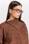 Toffee brown merino blend long pullover
