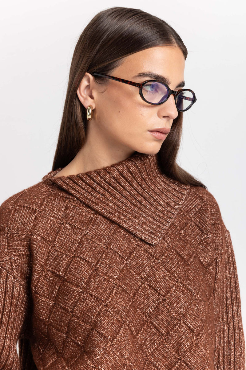 Toffee brown merino blend long pullover