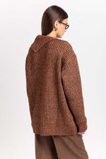 Toffee brown merino blend long pullover