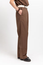 Caramel herringbone tailored straight pants
