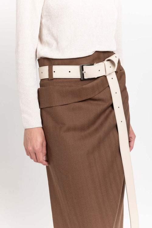 Light beige long leather belt