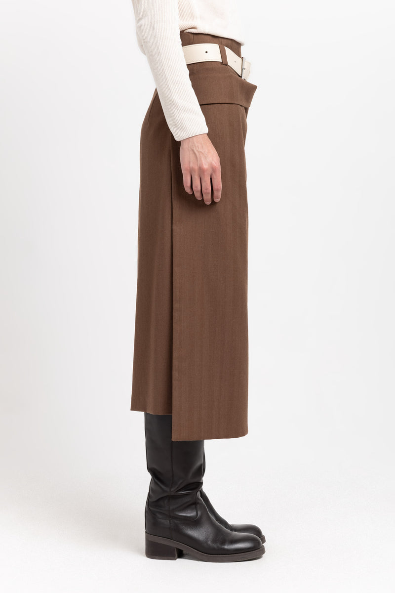 Caramel herringbone suiting pencil skirt