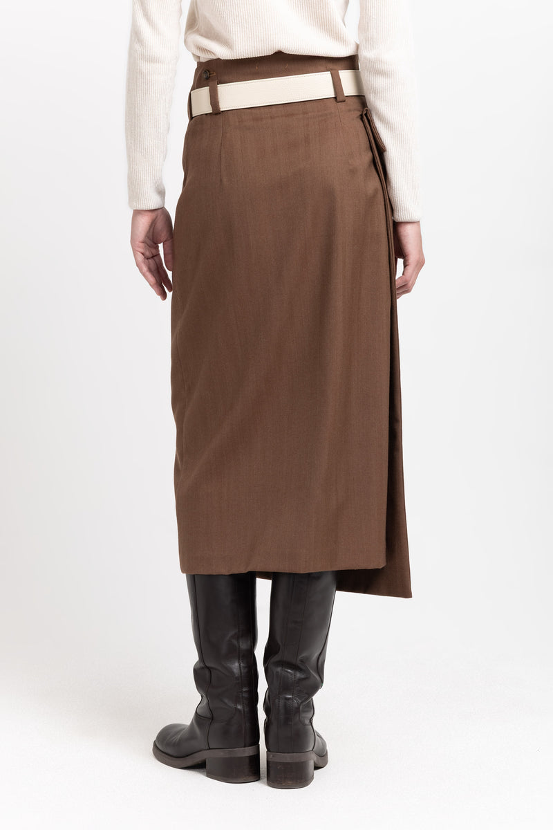 Caramel herringbone suiting pencil skirt