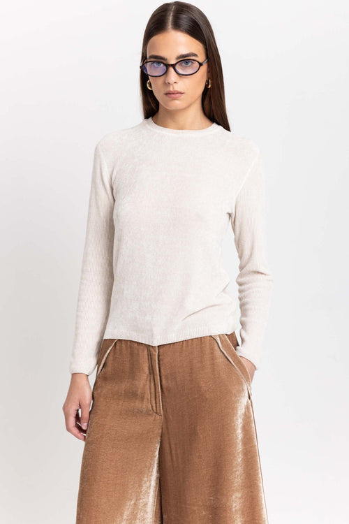 Ivory chenille long sleeve top