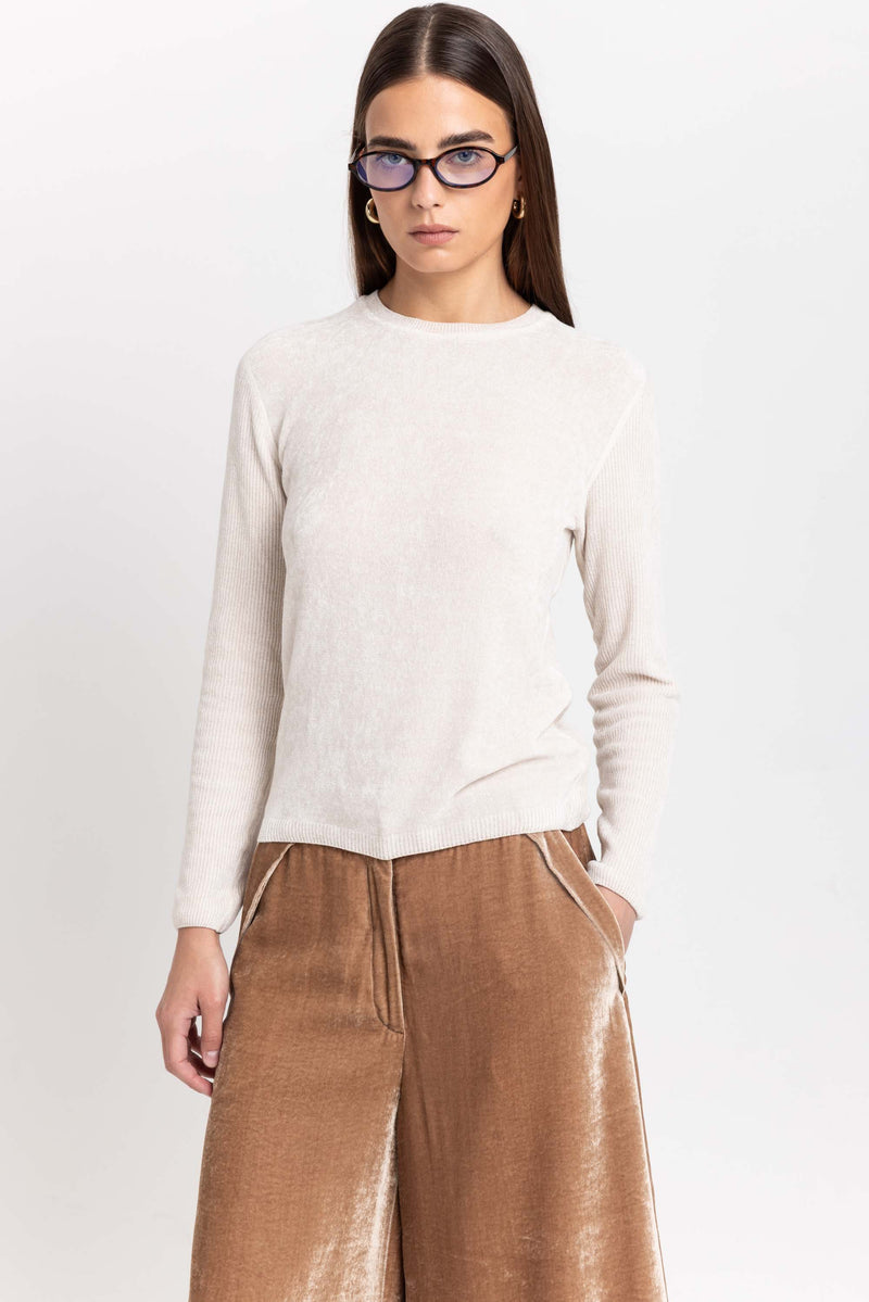 Ivory chenille long sleeve top