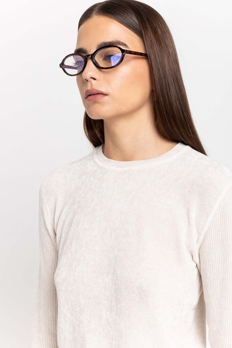 Ivory chenille long sleeve top