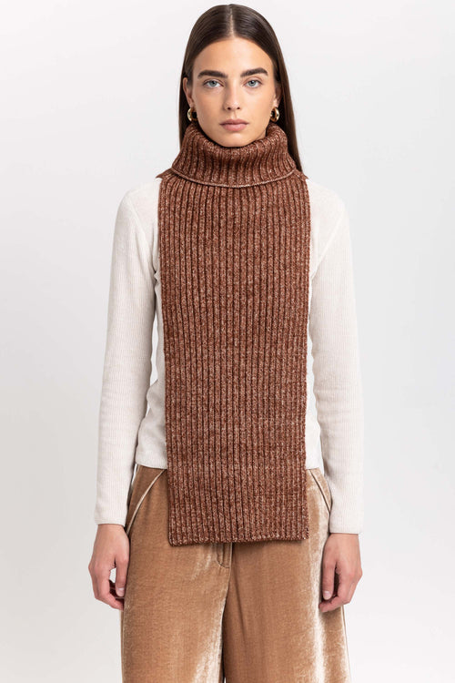 Toffee brown merino blend unisex chunky neck warmer