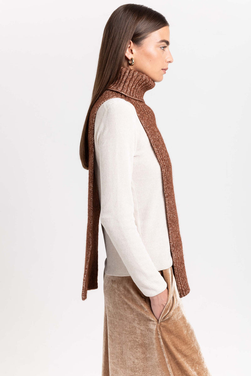 Toffee brown merino blend unisex chunky neck warmer