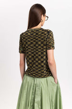 Green mix chenille short sleeve top