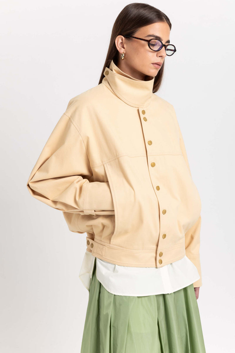 Butter beige soft touch cotton unisex urban jacket