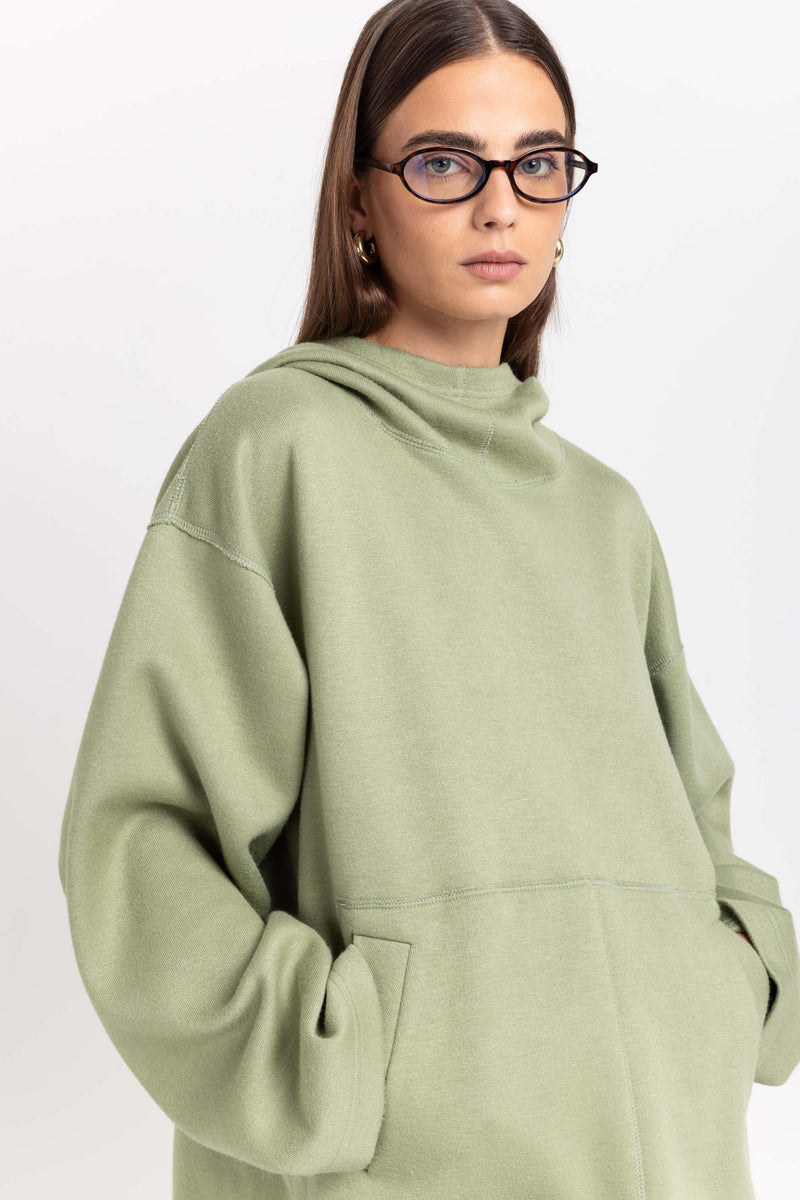 Willow green unisex hooded sweatshirt