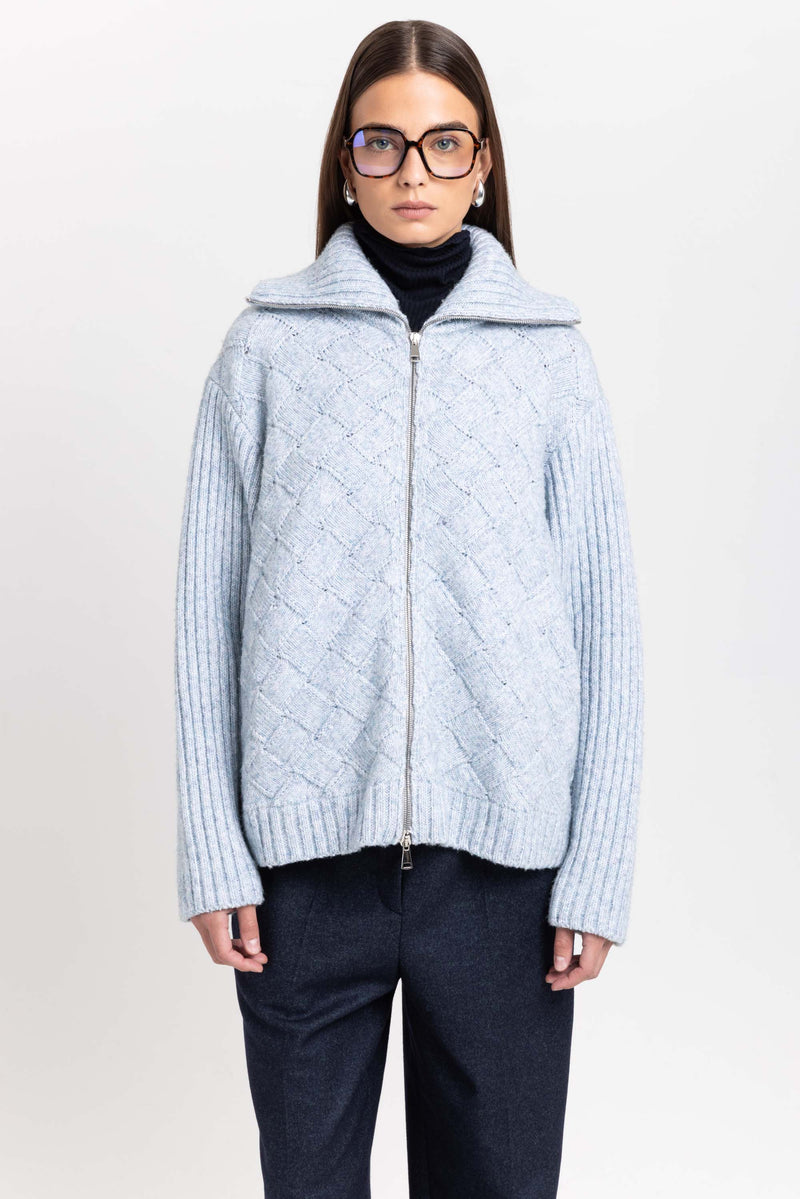 Cloud blue merino blend unisex chunky cardigan
