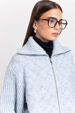Cloud blue merino blend unisex chunky cardigan