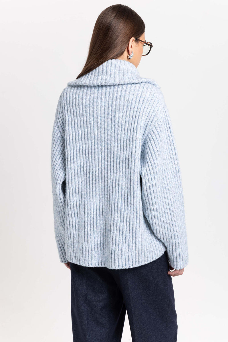 Cloud blue merino blend unisex chunky cardigan