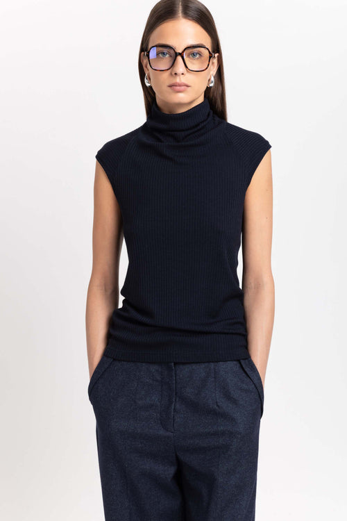 Navy rollneck tank top