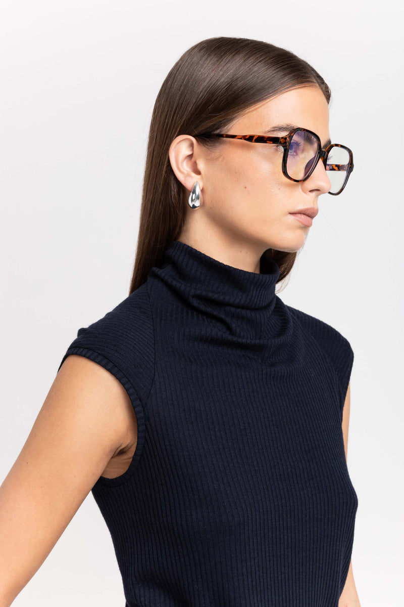 Navy rollneck tank top